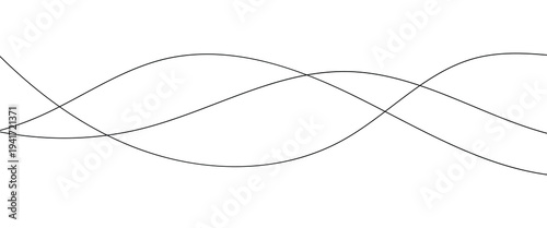 Thin wavy line seamless pattern. Abstract dynamic curve stroke. Simple striped graphic template. Design element. Vector illustration isolated on white background.
