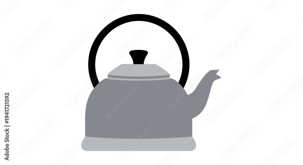 Obraz premium Minimalist illustration of a gray tea kettle on a white background