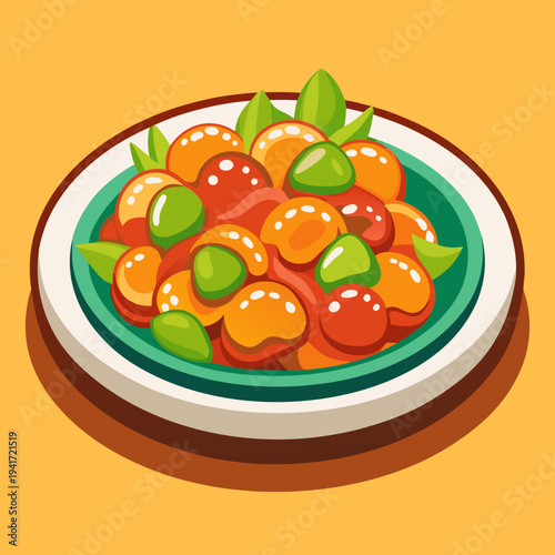 A delicious serving of sweet and sour pork in a bowl