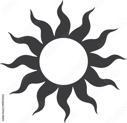 Stylized wavy sun rays abstract solar emblem decorative sunshine icon