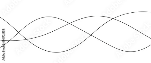 Curly three Line. Squiggle wavy and decorative ornament in editable stroke. Wiggly curvy doodle element isolated on white background. 
