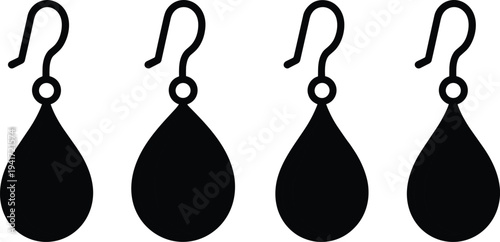 punching bag silhouette icon set, boxing training equipment illustration, hanging heavy bag sport fitness symbol isolated on white