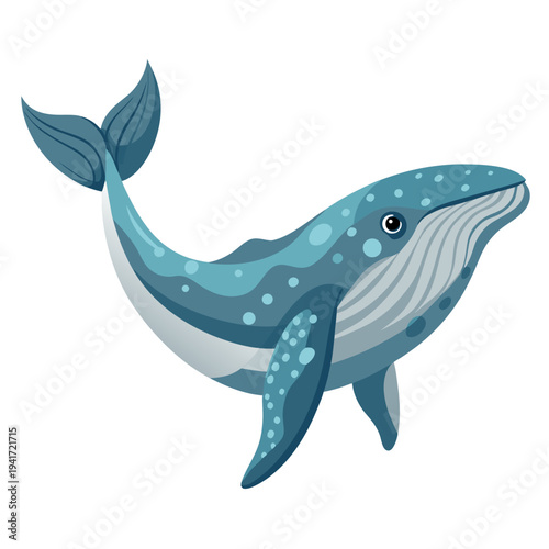 Blue Whale illustration swimming gracefully isolated