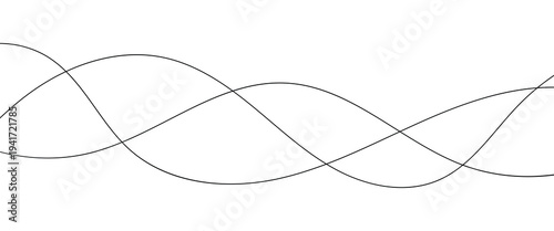 Abstract random black line pencil art abstract vector background. Curvy wave seamless pattern. Line art striped graphic element. 