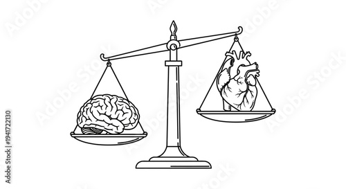 Brain and Heart Balance Mental and Emotional Health Concept