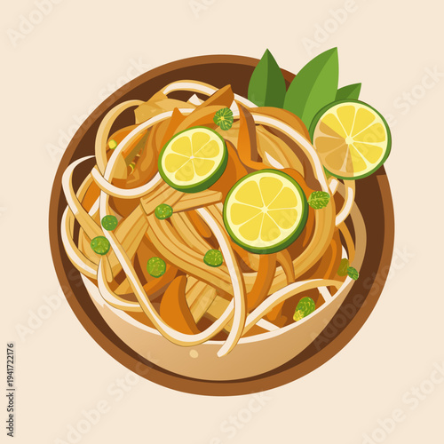 Delicious Pad Thai Noodles in a Bowl