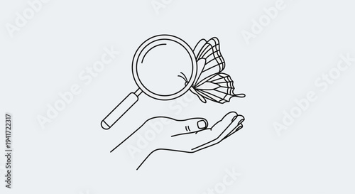 Magnifying Glass Examining Medical Virus Research Illustration