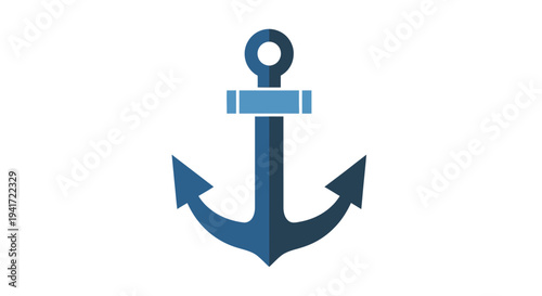 Blue anchor icon illustration isolated on white background for design