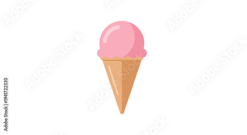 Pink ice cream cone illustration isolated on white background