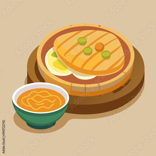 Roti Canai Dish with Sauce in Malaysian Cuisine