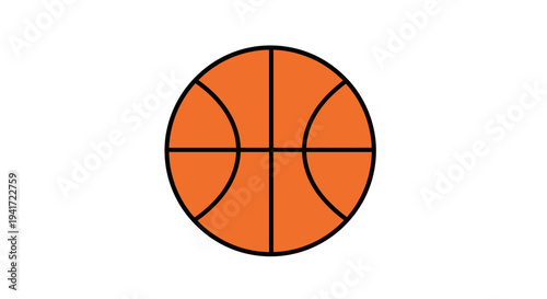 Orange basketball with black lines on white background isolated illustration