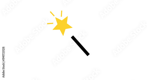 Magical star wand illustration on white background with sparkling effect