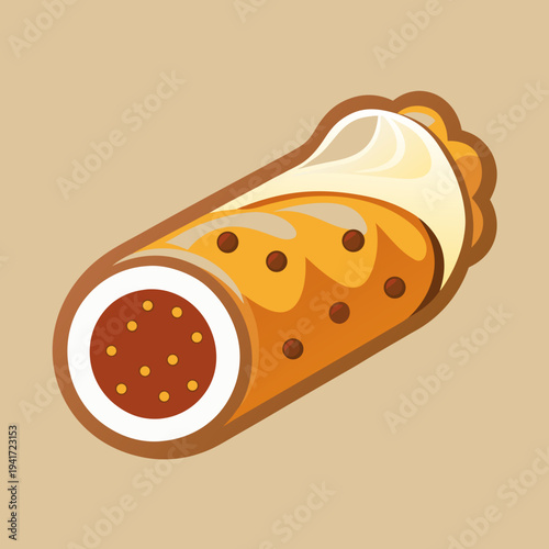 Stylized Italian Cannoli Pastry with Chocolate Chips