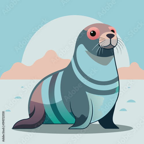 Stylized Elephant Seal Illustration on Transparent Background