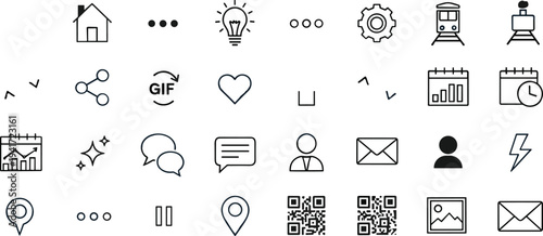 Collection of outline and filled icons for web and app design vector illustration