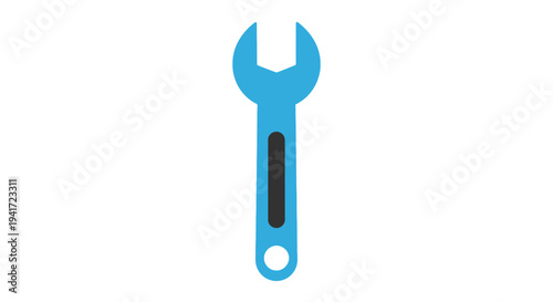 Blue wrench icon isolated on white background for repair and maintenance