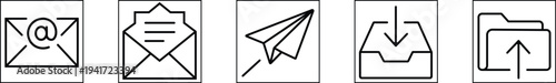 Set of email icons for communication and messaging business correspondence digital mail and online correspondence vector