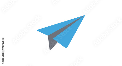 Blue paper airplane isolated on white background symbol of communication