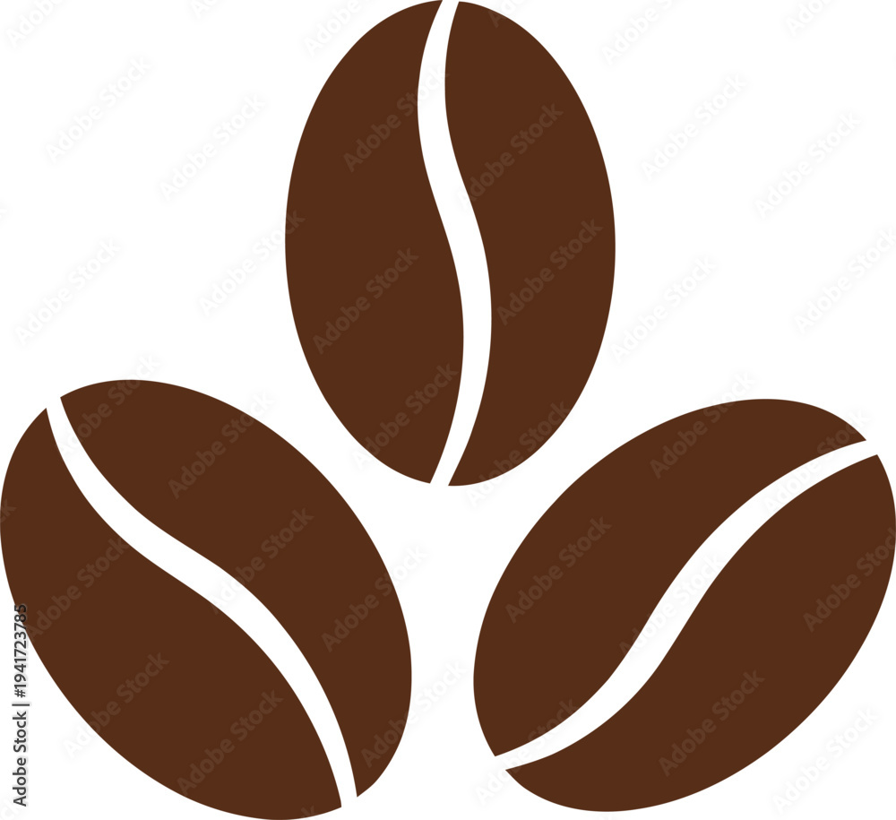 Obraz premium Three roasted coffee beans isolated on transparent background for cafe and espresso menu