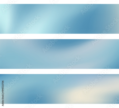 Abstract light blue gradient panoramic backgrounds with smooth blur transitions. Soft pastel grey minimal vector wallpaper header backdrop for modern design, presentation, banner or website background