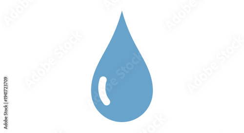 Stylized blue water drop icon on white background symbolizing purity and freshness