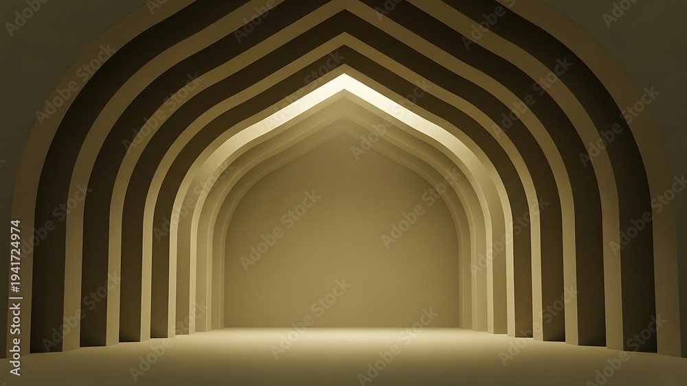 Naklejka premium Abstract architectural arches bathed in soft light elegant design concept