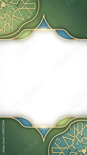Abstract geometric design with green and gold elements for backgrounds