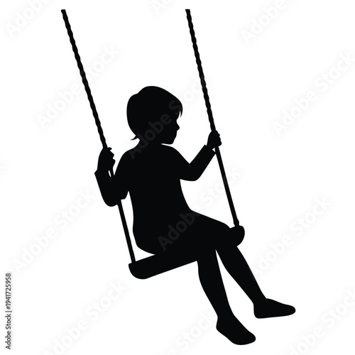 swing children male and female silhouette. Good use for symbol, logo, element, sign, mascot, or any design you want. Easy to use.