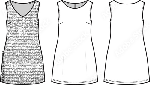 Flat Fashion Technical Sketch of Tactical Vest and Military Utility Body Armor Mockup