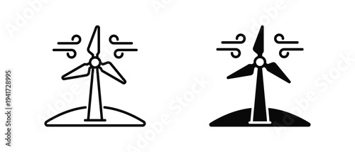 Wind Turbine icon set with style outline and solid. vector simple elements for design and presentation.