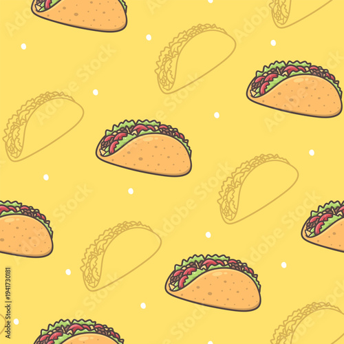 Taco Illustration Pattern vector design for print on textile, wrapping, backdrop and other uses