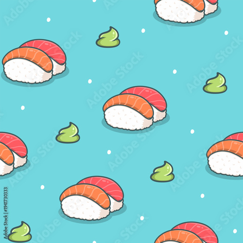 Cute Sushi Pattern vector design for print on textile, wrapping, backdrop and other uses