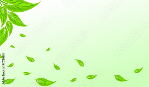 A background with the falling green leaves.
