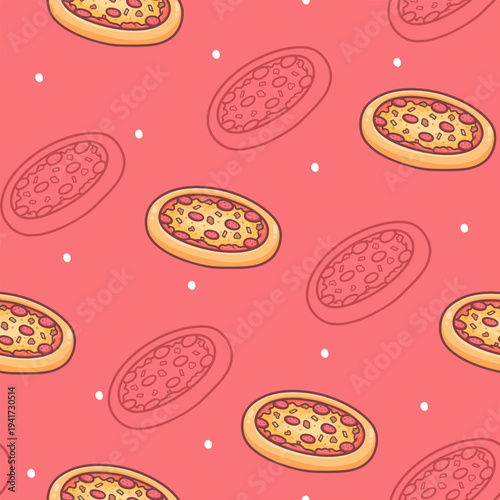 Cute Pizza Pattern vector design for print on textile, wrapping, backdrop and other uses
