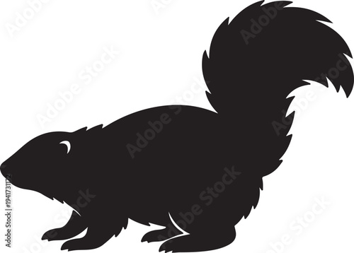 Groundhog silhouette with bushy tail isolated on transparent background squirrel drawing woodchuck icon forest animal design element simplified organic shape artwork rodent profile nature illustration