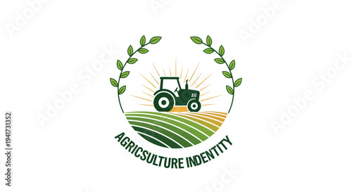 Green Tractor Cultivating Lush Agricultural Fields Under Bright Sun.