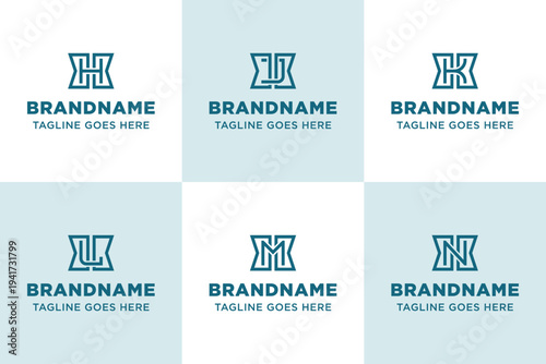 Letters KHK KJK KKK KLK KMK KNK Monogram Logo Set