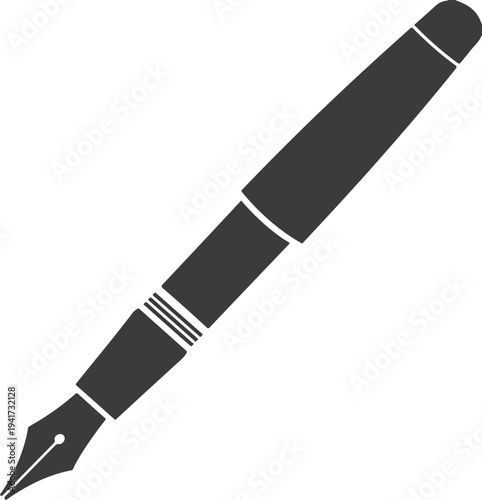 Classic fountain pen nib silhouette elegant ink writing instrument stationery icon