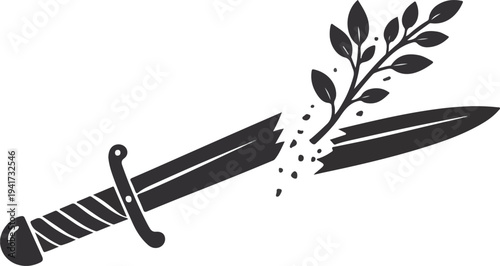 Soldier Offering Flower with Lowered Gun Symbolizing Choosing Peace Over Violence Silhouette Vector
