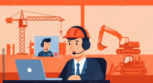 Construction Manager Working Remotely.