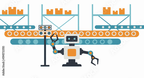 Industrial Robot Assembly Line.