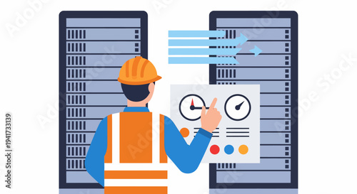 IT Specialist Working Servers.