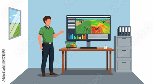 Man Analyzing Data on Computer.