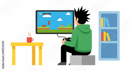 Man Playing Video Game.