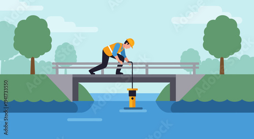 Man Testing Water Quality.