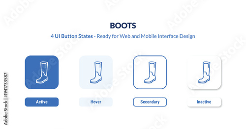 boots 4-state UI button. Outline icon kit from football collection. Thin linear boots, boot, shoes editable vector. Minimal boots sign for web and mobile interface