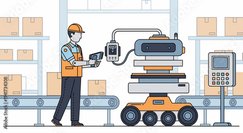 Warehouse Worker Managing Inventory.