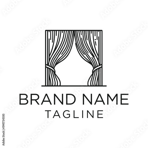 curtains logo template inspiration. flat curtain logo icon .