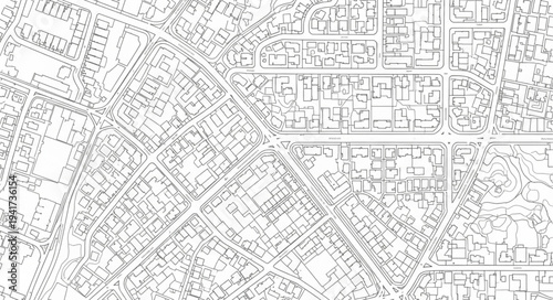 Detailed Urban Layout Depiction in Black and White.