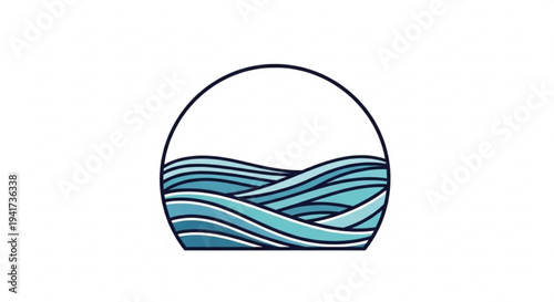 Modern wave pattern design with blue hues and black outline